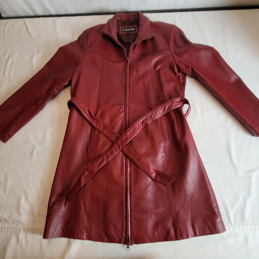 KC COLLECTION Burgundy Leather Jacket Size Medium